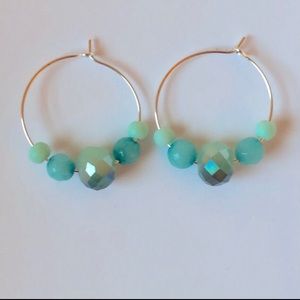 Boho turquoise + mint hoop earrings